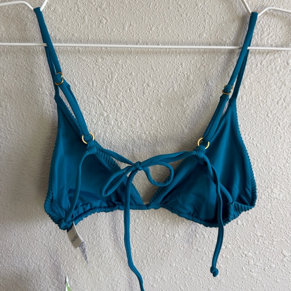 L*SPACE Brittany Ribbed Bikini Top in Mediterranean Blue - Picture 4 of 8